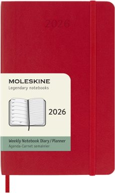 agenda moleskine 2026 semanal pocket rojo escarlata tapa blanda-8056999275228