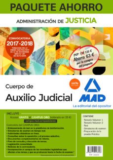 paquete ahorro auxilio judicial. (incluye temario volumenes 1 y 2; test; preparacion prueba practica; simulacros-9788414213308