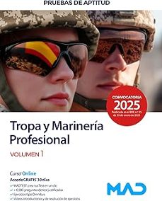acceso a tropa y marineria profesional del ministerio de defensa pruebas de aptitud volumen 1-9788414293508