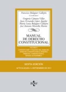 manual de derecho constitucional: vol. i: constitucion y fuentes .derecho constitucional europeo. tribunal constitucional. estad (6ª ed)-francisco balaguer callejon-9788430952908