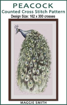 peacock counted cross stitch pattern (ebook)-maggie smith-9798223166108