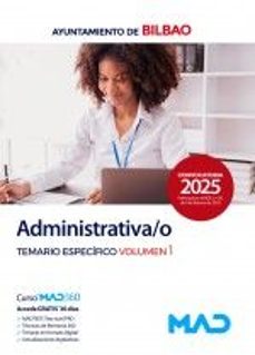 administrativa/o del ayuntamiento de bilbao. temario especifico volumen 1-9788414293218