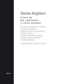 libro de las canciones y otros poemas-dante alighieri-9788446039518