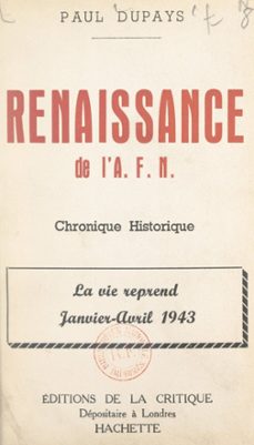 renaissance de l'a.f.n. (ebook)-paul dupays-9782307188438