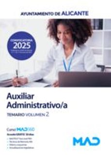 auxiliar administrativo/a del ayuntamiento de alicante. temario volumen 2-9788414293638