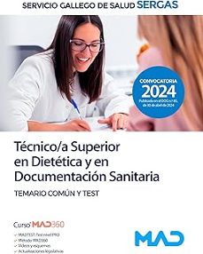 técnico/a superior en dietética y en documentación sanitaria. temario común y test. servicio gallego de salud (sergas)-9788414282878