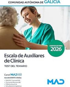 escala de auxiliares de clinica de la comunidad autonoma de galic ia. test del temario-9791370282998