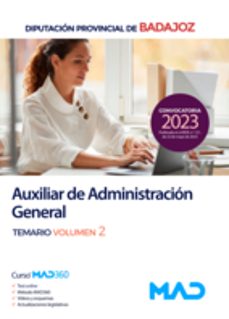 Descarga gratuita de ibooks para iphone AUXILIAR ADMINISTRACION GENERAL DIPUTACION PROVINCIAL DE BADAJOZ VOL.2 de 